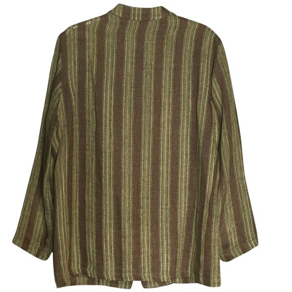 Michel Axel Men's Blazer Sport Coat Size 52 Vintage Brown Green Striped Euro Y2K - Picture 7 of 9